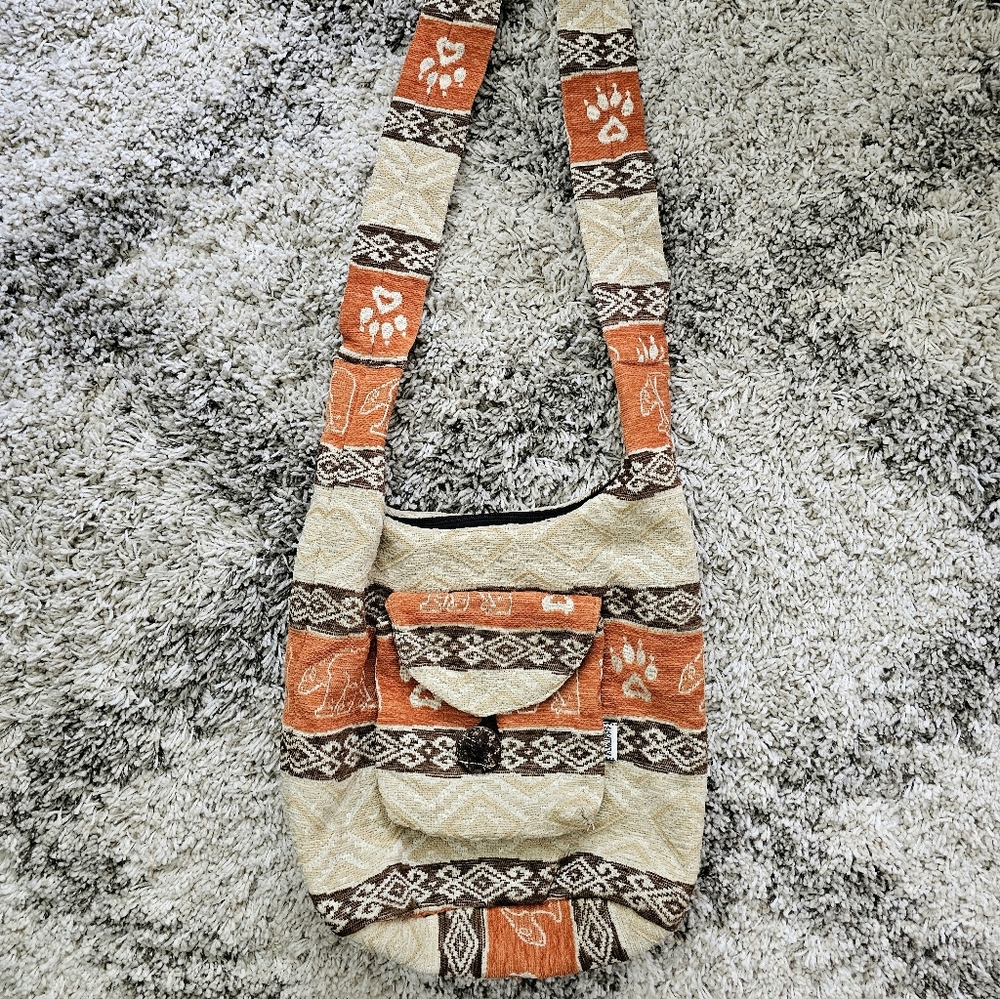 Boho Rukuray Crossbody Shoulder Bag Rukwrap with Bears and Bear Claws
